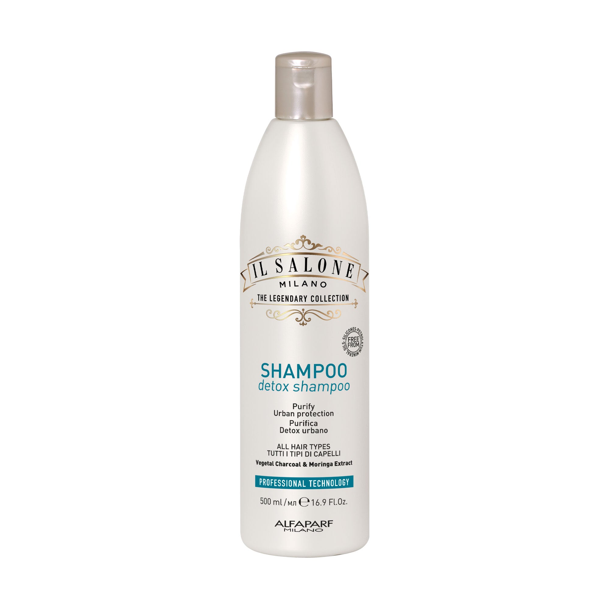 IL Salone Detox Shampoo with Vegetal Charcoal, Biotin & Caffeine for All Hair Types 